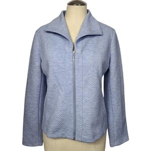 Chico's Cozy Textured Zipper Blue Jacket S